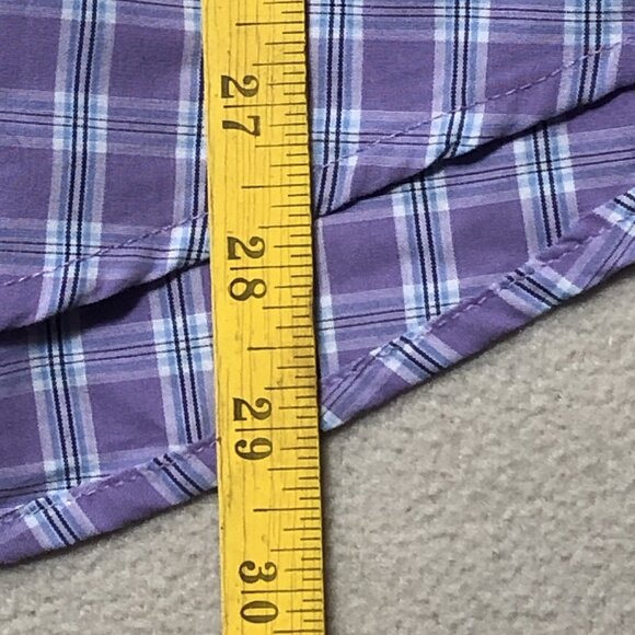 IZOD Mens Button Down Shirt Long Sleeve Plaid Purple Casual L - Picture 3 of 5